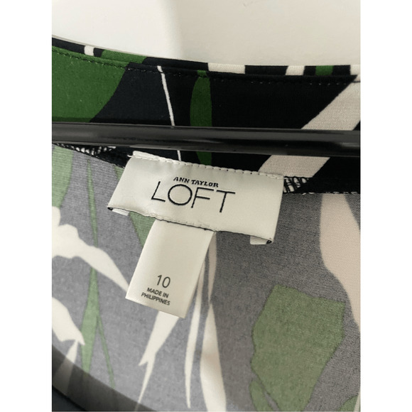 ANN TAYLOR LOFT BLACK & WHITE FLORAL NOVELTY PRINT SHIFT DRESS SIZE 10 - Picture 7 of 7